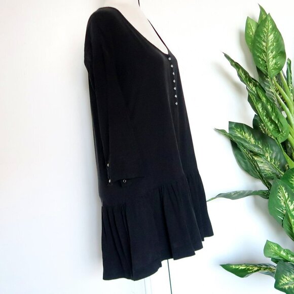 One Teaspoon Rango Black Lyocell Scoop Neck Ruffle Hem Mini Dress Size Medium M - Picture 8 of 15